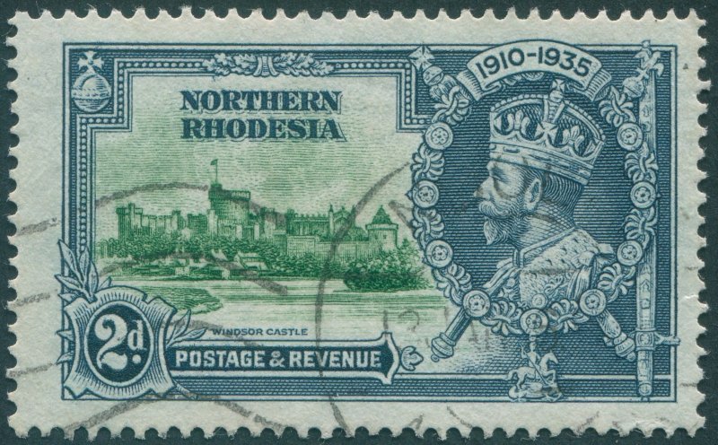 Northern Rhodesia 1935 2d green & indigo Jubilee SG19 used