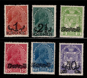 Liechtenstein Scott 11-16 MH* surcharged stamp set