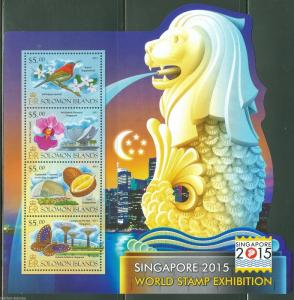 SOLOMON ISLANDS 2015 SINGAPORE WORLD STAMP EXHIBITION SHEET OF FOUR STAMPS