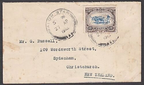 MALAYA KEDAH 1918 10c on cover ALOR STAR  to NEW ZEALAND via Singapore......U866 