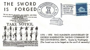 THE SWORD IS FORGED BICENTENNIAL CACHET COVER NATIONAL MUSEUM OF HISTORY 1975