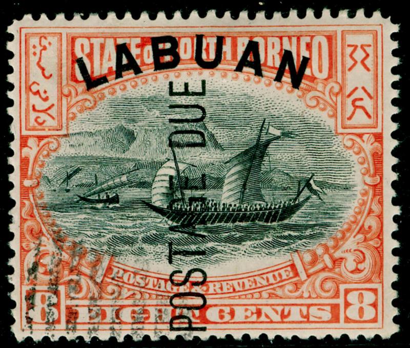 LABUAN SGD6b, 8c black & vermilion, USED.