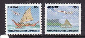 Micronesia-Sc#C47-8- id7-unused NH Airmail set-Planes-Sailboat-1992-