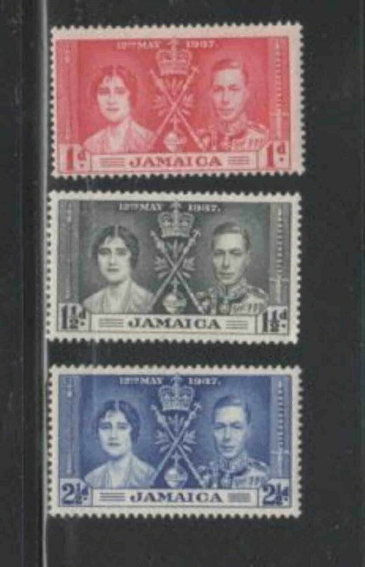 JAMAICA #113-115 1937 CORONATION ISSUE MINT F-VF LH O.G b
