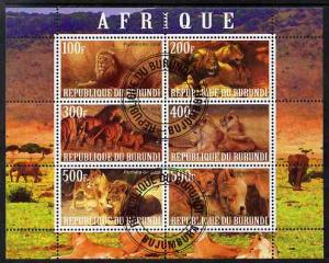 Burundi 2009 African Animals #1 perf sheetlet containing ...