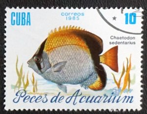 CUBA Sc# 2814  TROPICAL FISH Marine Life  10c  1985 used cto