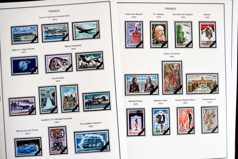COLOR PRINTED FRANCE 1966-1999 STAMP ALBUM PAGES (159 illustrated pages)