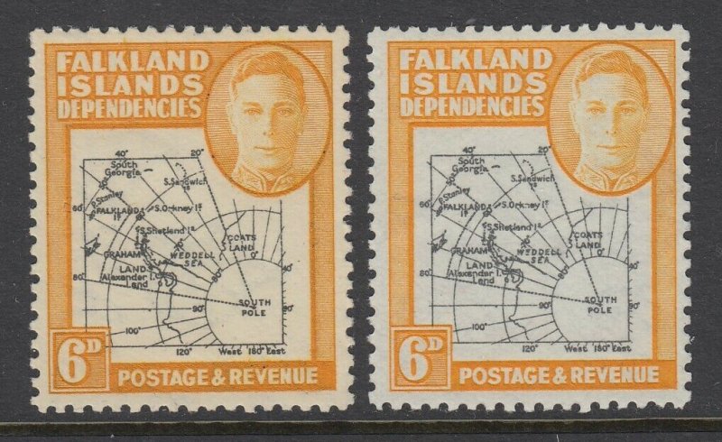 Falkland Islands, SG G6e, MNH, Ochre shade (with normal for comparison)