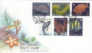 New Zealand 2011 FDC Beyond the Coast Marine Life Set of 12