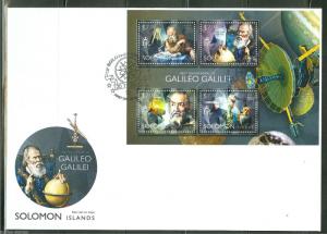 SOLOMON ISLANDS 2014 450th BIRTH ANN  GALIELEO GALILEI  SHEET FDC