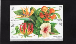 3310-3313 Tropical Flowers, MNH blk/4