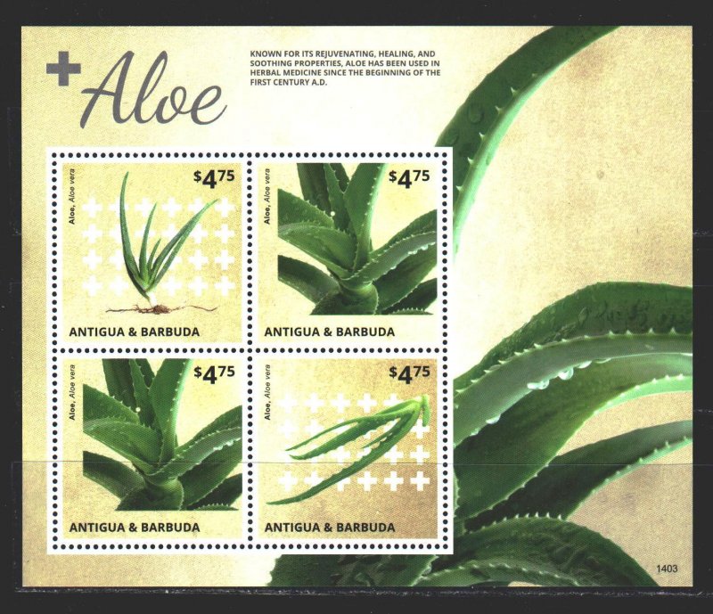Antigua and Barbuda. 2014. ml 5159-61. Aloe, medicine. MNH.