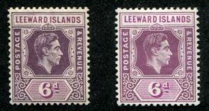 Leeward Islands SC# 110a, 110b SG# 109, 109a George  VI 6d MH