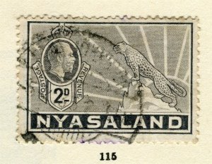 NYASALAND; 1934 early GV issue fine used 2d. value,