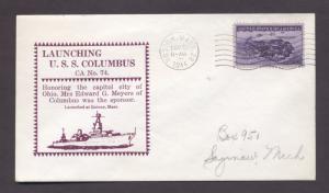 USS COLUMBUS CA-74 - LAUNCH - WERVE CACHET