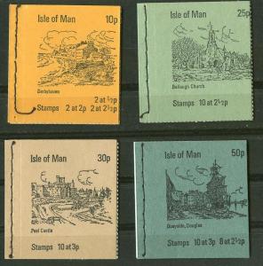 Great Britain-Isle Man # 12a/17a Complete Booklets (4) Mint NH