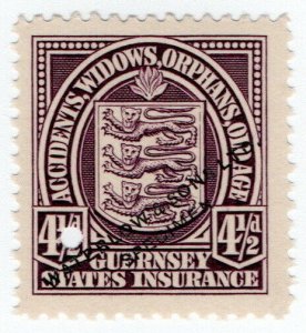 (I.B) Guernsey Revenue : States Insurance 4½d (unlisted colour)