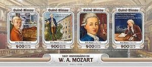 2016 Guinea-Bissau. W. A. Mozart. Y&T Code: 6422-6425. Michel Code: 8509-8512