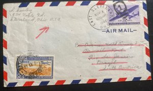 1946 Cleveland OH USA Airmail Cover To Rio De Janeiro Brazil Mixed Franking