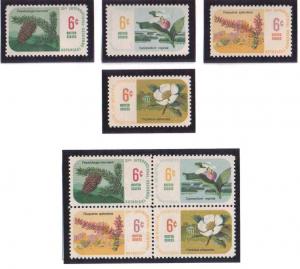 Scott # 1376-1379,  1379a Mint & Never Hinged