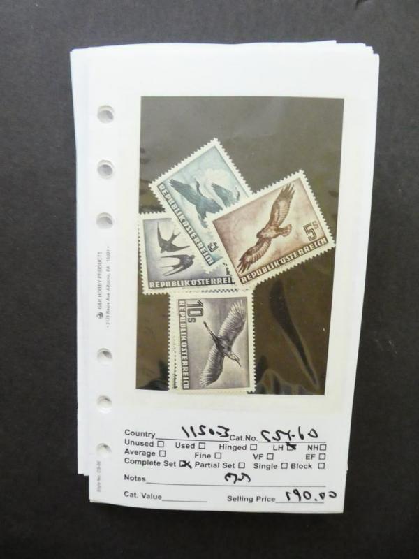EDW1949SELL : AUSTRIA Nice collection of Mint & Used singles & sets Sc Cat $1804