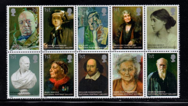 Great Britain Sc 2393a 2006 Portrait Gallery stamp block of 10 mint  NH