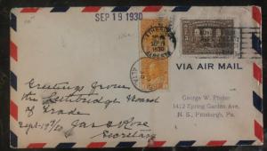 1930 Lethbridge Canada Airmail Cover To Pittsburg Pa USA