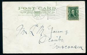 1907 Post Card - Cowboy on a Bucking Horse - Cheyenne, Wyoming to Oconto, WI