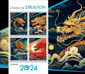 TOGO 2024 THE YEAR OF THE DRAGON SHEET MINT NH