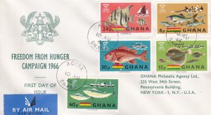 Ghana # 251-255, 254a, Freedom From Hunger - Fish, Registered First Day Cover