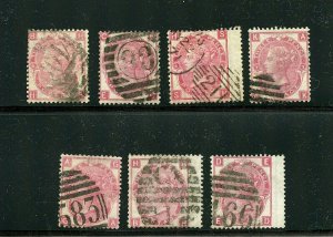 Great Britain #49 X (7) Queen Victoria (All Different Plate'S), U,CV$767.50