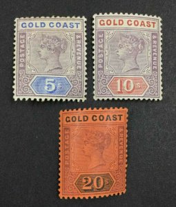 MOMEN: GOLD COAST SG #22-23,25 1889-1894 MINT OG LH £390 LOT #64338