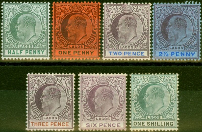 Lagos 1904-05 Set of 7 to 1s SG54-60 Fine Very Lightly Mtd Mint