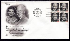 US 1394 Eisenhower Block of Four Artcraft U/A FDC