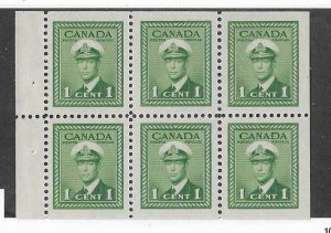 Canada Sc #249b 1c booklet pane of 6  NH VF