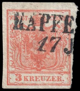 Austria - Scott 3 - Used - Rough Narrow Margin