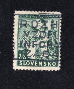 Slovakia 1939 2k dark blue green Embroidering, Scott 40 used, value = 50c