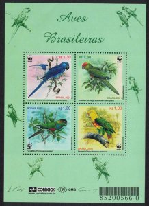 Brazil Birds WWF Parrots MS 2001 MNH SC#2799 SG#MS3207 MI#3150-3153