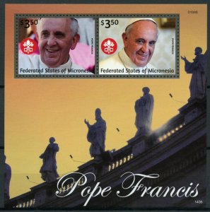 Micronesia 2014 MNH Pope Francis 2v S/S II Popes Roman Catholic Church Religion