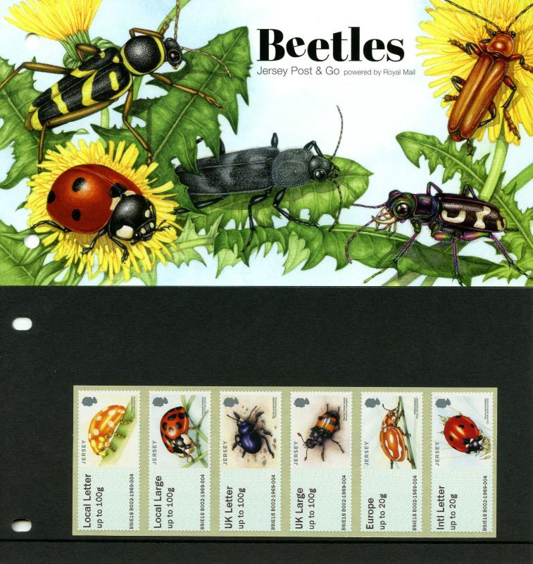 Jersey 2016 MNH Ladybirds Beetles Post & Go 6v Coll Str Presentation Pack Stamps