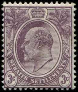 Straits Settlements SC# 106 Edward VII 3c wmk 2 MInt Hinged