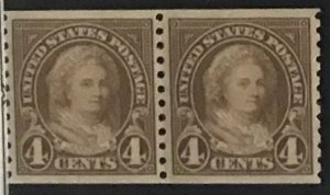 United States #601 MNH Coil Pair CV$16.51