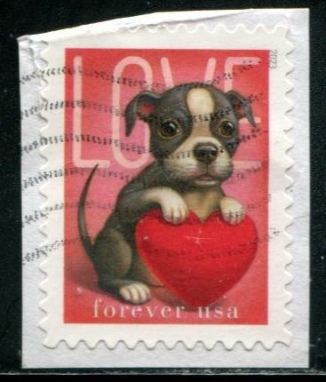 5746 US (63c) Kitten & Puppy Love SA, used on paper