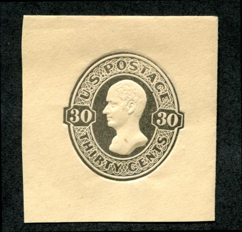 U.S. U209 Cut Square, 30c black on manila, full corner