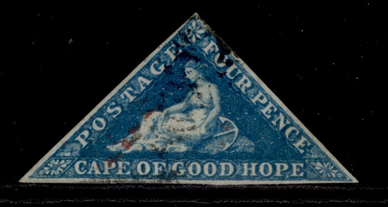 SOUTH AFRICA - Cape of Good Hope SG6a, 4d blue, FINE USED. Cat £90. ON PIECE