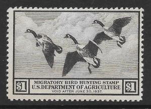 RW3 VF MNH OG-1936 FEDERAL DUCK HUNTING STAMP! (REM #RW3-415)