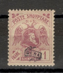 ALBANIA - MH STAMP,  1 Fr - OVERPRINT - TYPE II - 1922.