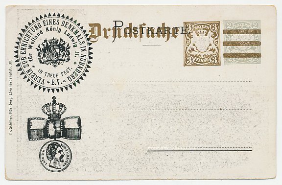 Postal stationery Bayern Memorial King Ludwig II von Bayern 