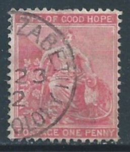 Cape Of Good Hope #34 Used 1p Hope & Symbols of Colony w/o Frame Line - Wmk. 2