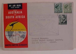 COCOS ISLAND FLIGHT  BACKSTAMP AUSTRALIA 1952